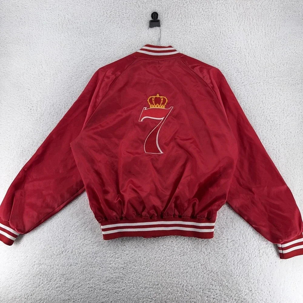 Vintage‎ Seagram's 7 Jacket Mens M Red Satin Bomber Embroidered Varsity Alcohol